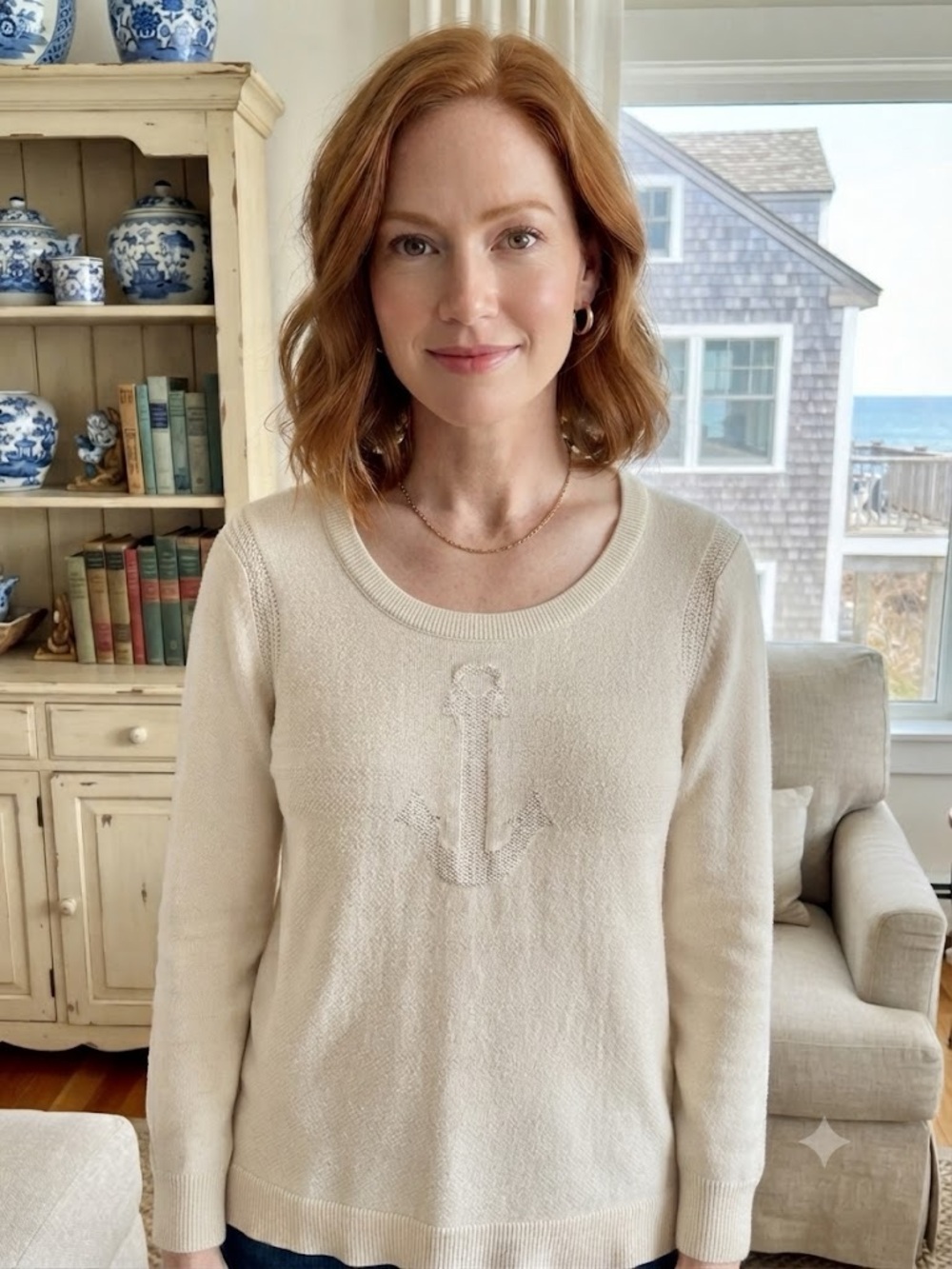 Banana Republic Cream Anchor Sweater (size L)